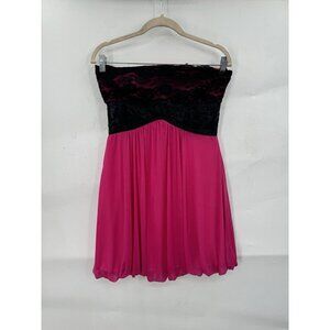 Studio Y Mini Dress Women M Pink Y2K Retro 2000s Baddie Bubble Hem Lace Babydoll